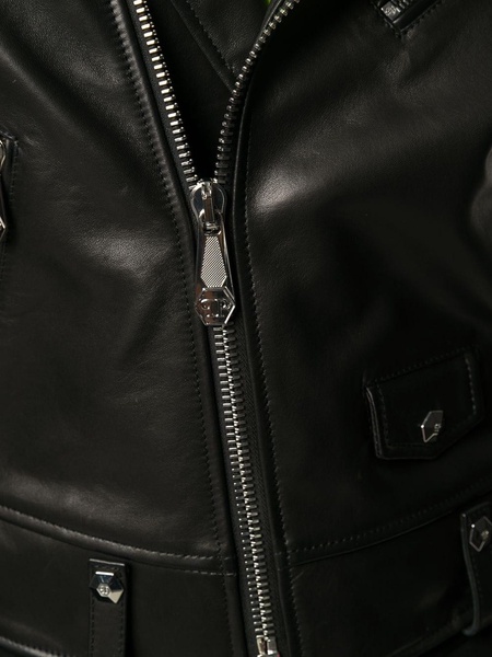 zipped biker jacket