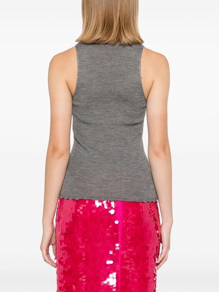 floral-appliqué knitted tank top