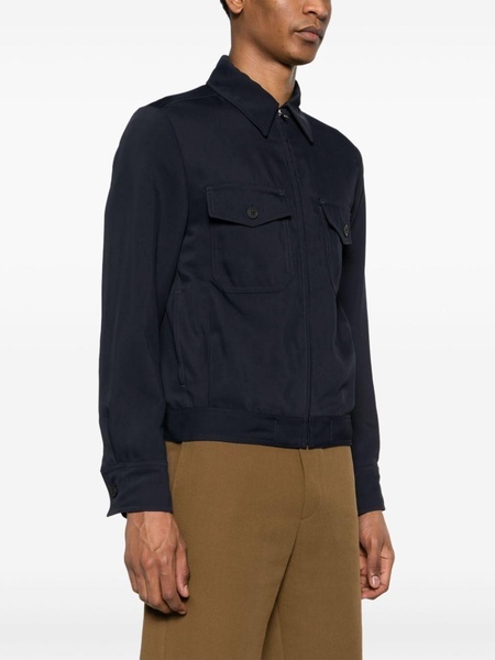 zip-up gabardine shirt jacket