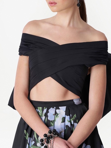 off-shoulder silk cropped top