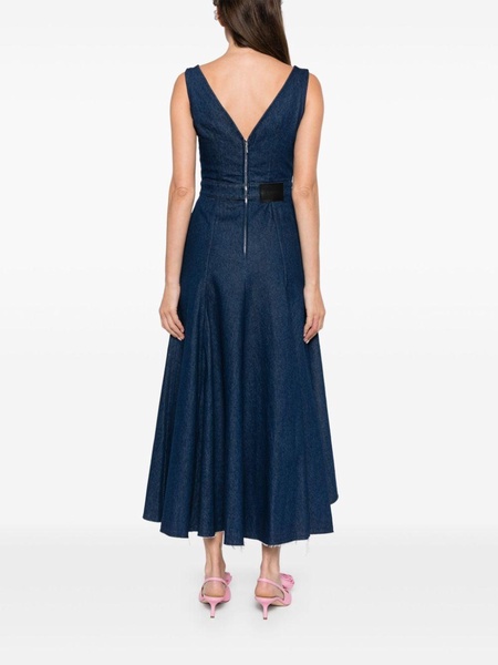 flared denim midi dress