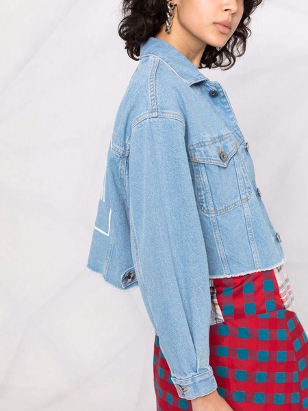 logo-print cropped denim jacket