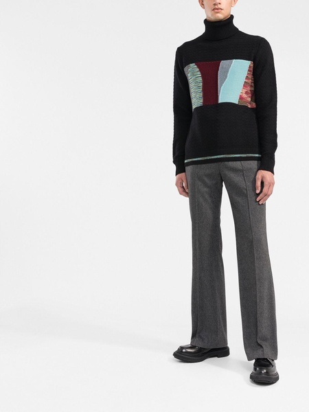 patchwork-motif roll neck jumper