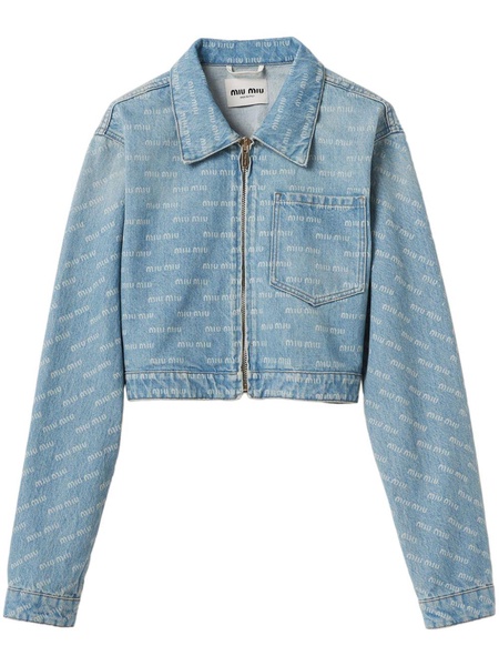 logo-print cropped denim jacket