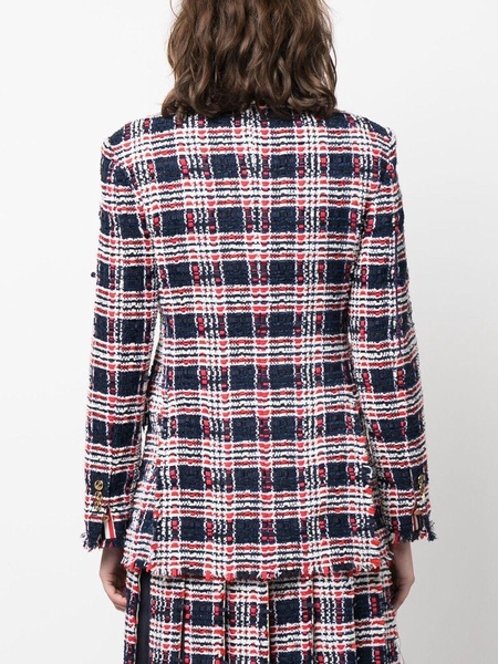 frayed single-breasted tweed blazer