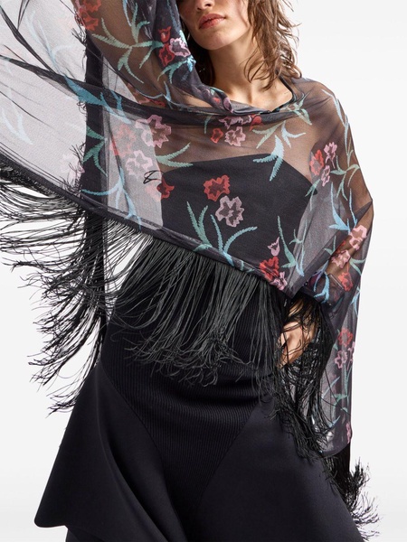 floral-print silk chiffon scarf