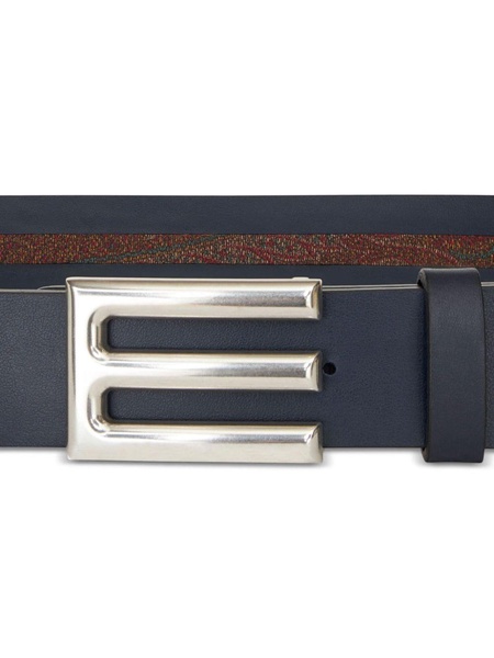 logo-plaque leather belt