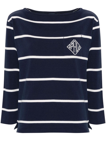 logo-embroidered striped T-shirt