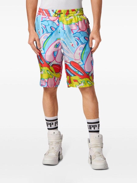 Bombing Graffiti silk bermuda shorts