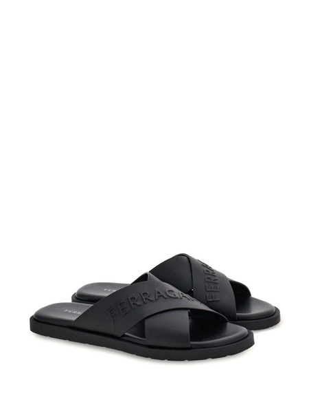 crossover-strap leather sandals