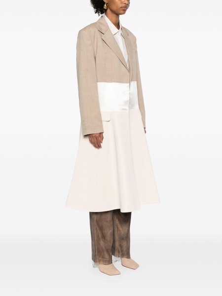 Neutral Panelled Single-Breasted Coat