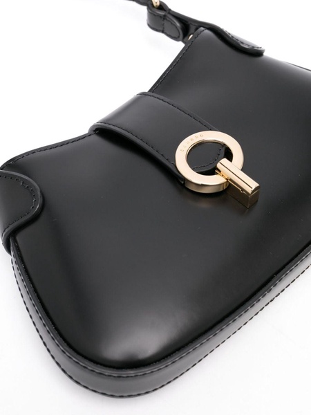 foldover-top leather shoulder bag