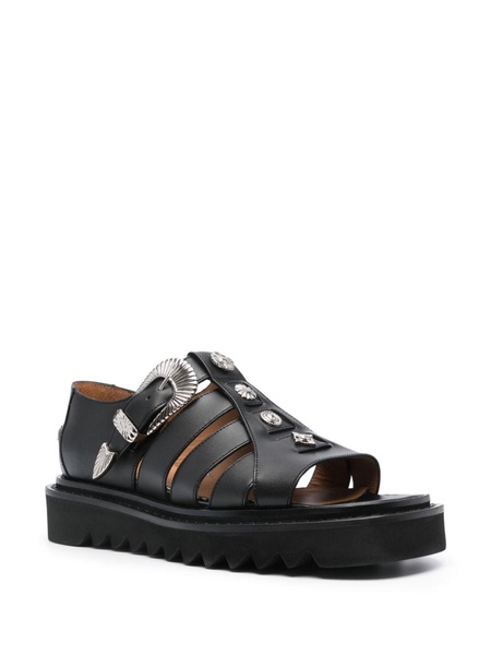 caged leather sandals