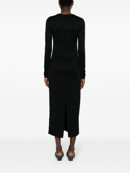 crew-neck fine-knit maxi dress