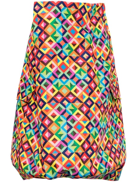 geometric-print asymmetric skirt