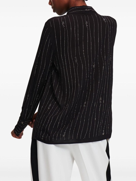 pinstriped rhinestone-embellished shirt