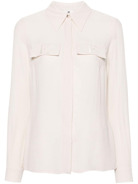 logo-embroidered georgette shirt