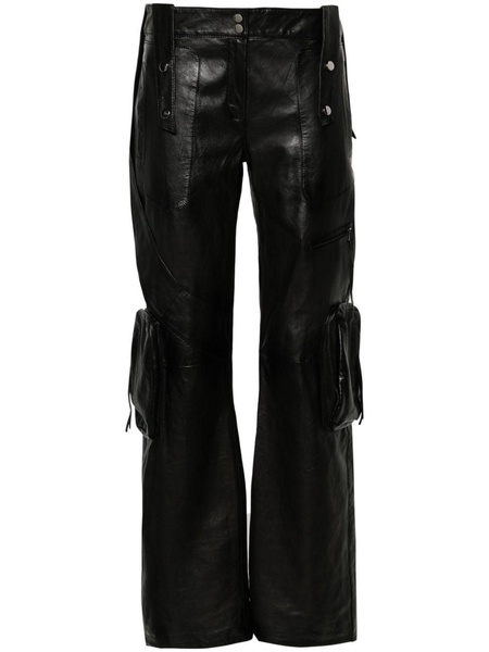 straight-leg leather cargo trousers