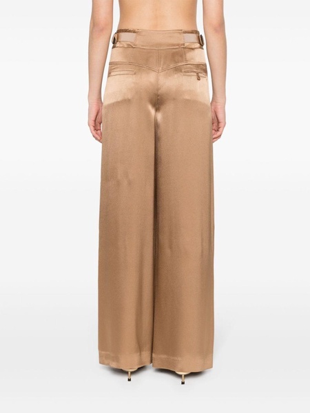 pleat-detail satin palazzo pants