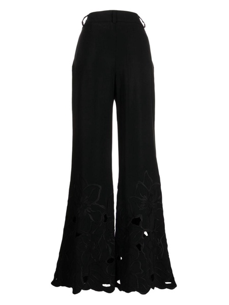 embroidered cut-out flared trousers