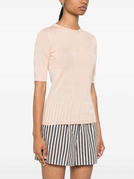 round-neck fine-knit top 