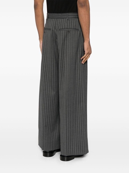 pinstripe pleated wide-leg pants