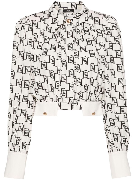 logo-print georgette blouse