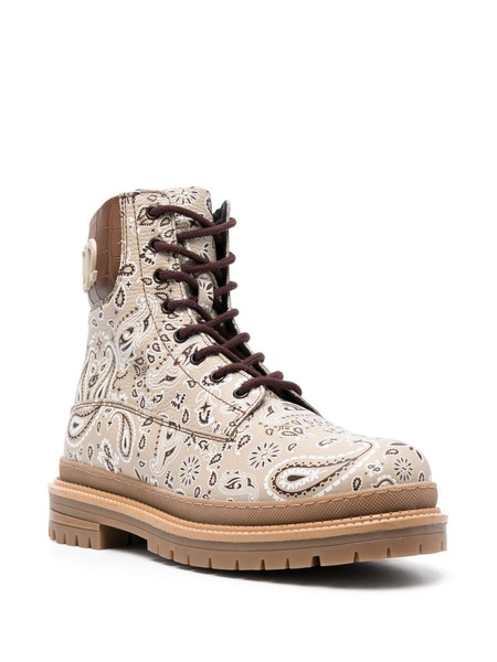 paisley-print leather ankle boots