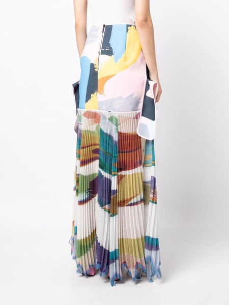 Flagrant abstract-print draped skirt