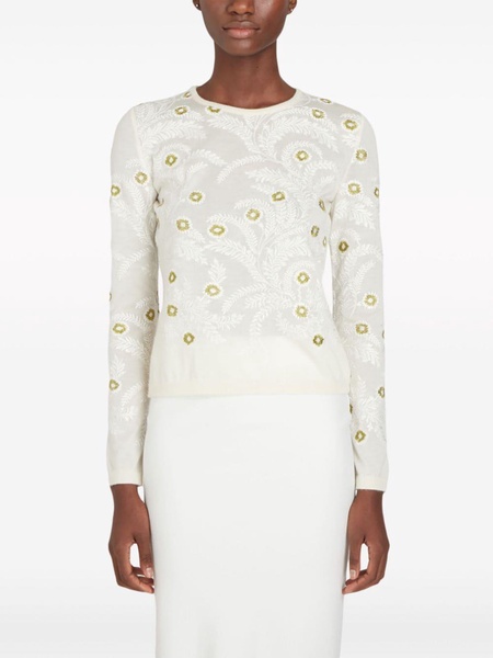 floral-embroidered jumper