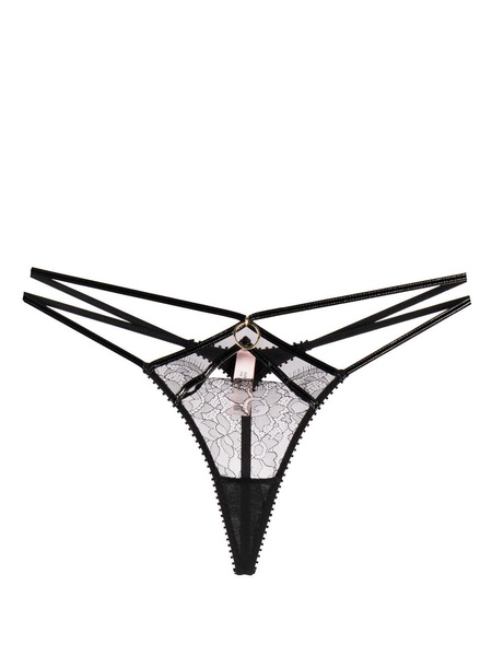 Foxie strappy floral-lace thong