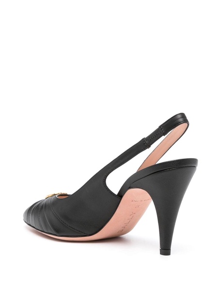 Emblem 80mm leather pumps