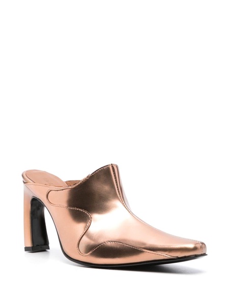 panelled leather mules