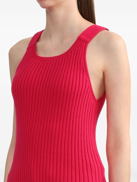 side-slit ribbed-knit tank top