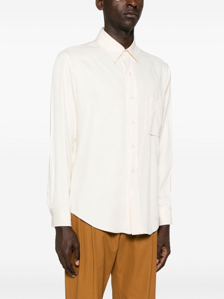 pointed-collar satin-finish shirt