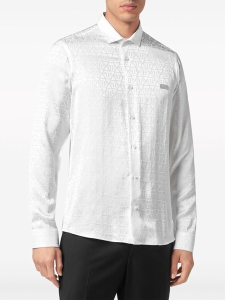 monogram-jacquard button-up shirt 