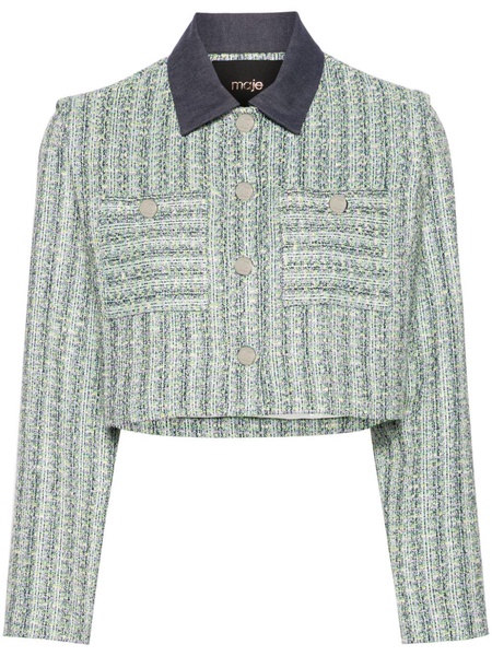 contrasting-collar tweed jacket