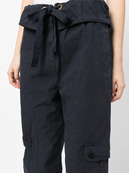 drawstring-waist tapered cotton trousers