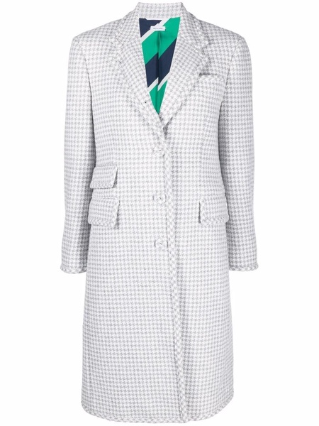 houndstooth-pattern bouclé cashmere overcoat