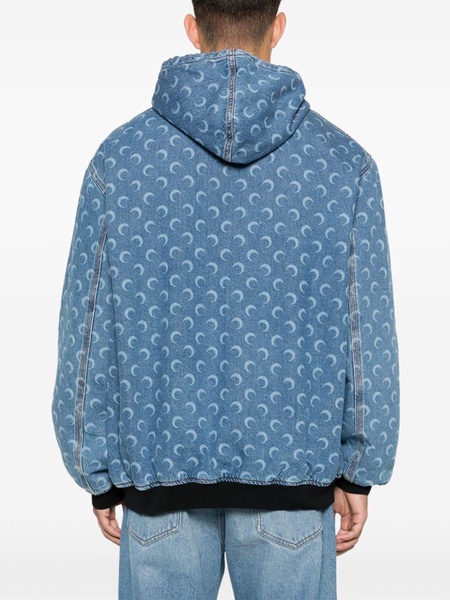 Moon-laser denim puffer jacket