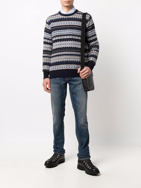 geometric-print wool jumper