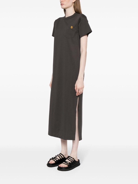 monogram-embroidered cotton T-shirt dress