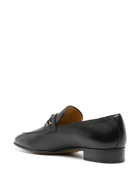 Black Horsebit Interlocking G Leather Loafers