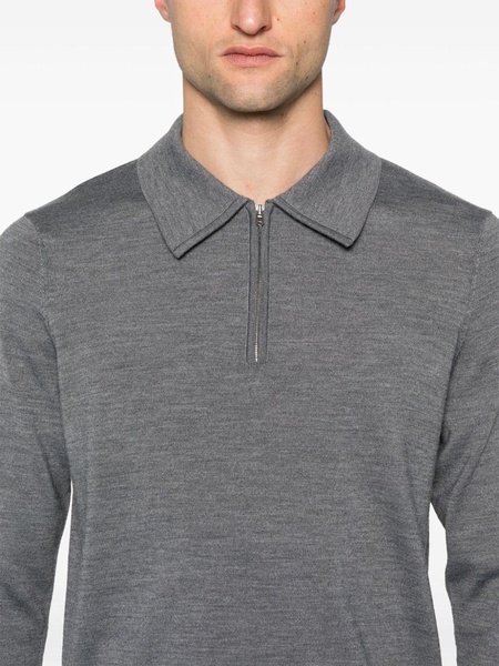 zip-up knitted polo shirt 