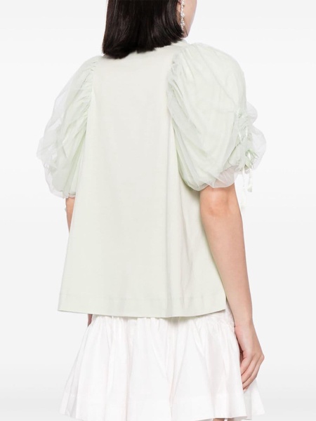 tulle-insert cotton T-shirt