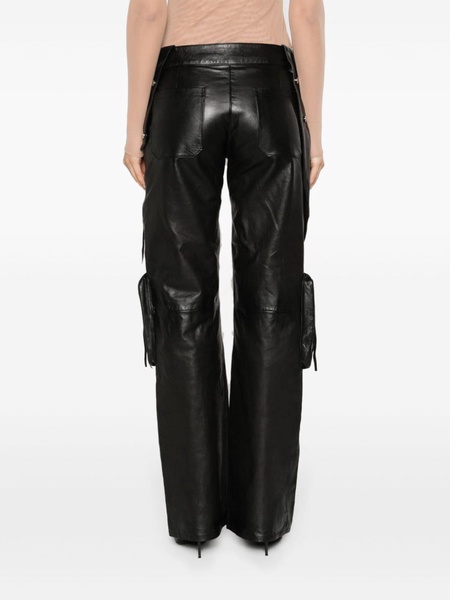 straight-leg leather cargo trousers