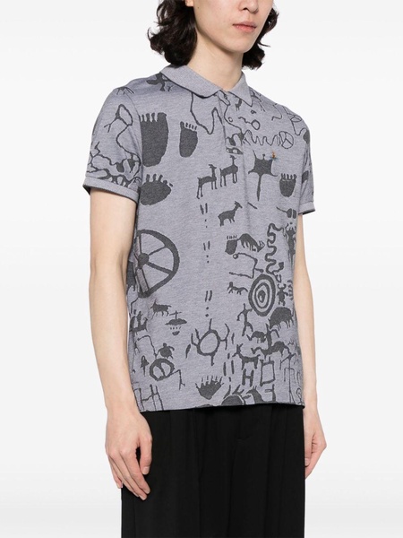 graphic-print polo shirt