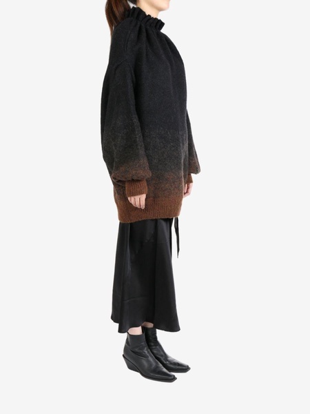 Gathered Pleated high-neck jumper