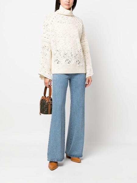 floral-detail knitted jumper