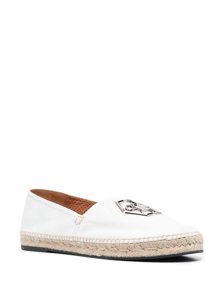 logo-plaque leather espadrilles